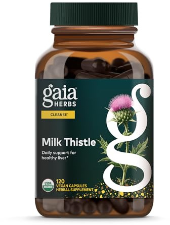 Gaia Herbs Milk Thistle - Liver Supplement & Cleanse Support for Helping to Maintain Healthy Liver Function* - 120 Vegan Capsules (40 Servings)