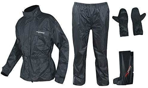 A-pro Combinaison Kit Anti Pluie Blouson Pantalon Gants Surbottes Impermeable noir XS