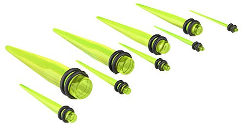 Piercingfaktor Piercing Ohrpiercing Dehnungsstab Dehnstab Taper Expander Ohr Stab 9er Set Grün 1,6mm 10mm