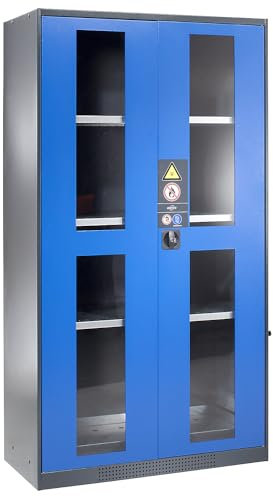 ASECOS | Chemikalienschrank | Tür mit Sichtfenstern | 3 Fachböden | enzianblau