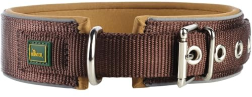 HUNTER Hundehalsband NEOPREN Reflect, Farbe: braun/Caramel, weiche Polsterung, reflektierend, besonders breit für optimalen, ideal für Spaziergänge in der Dämmerung, Größe: 65