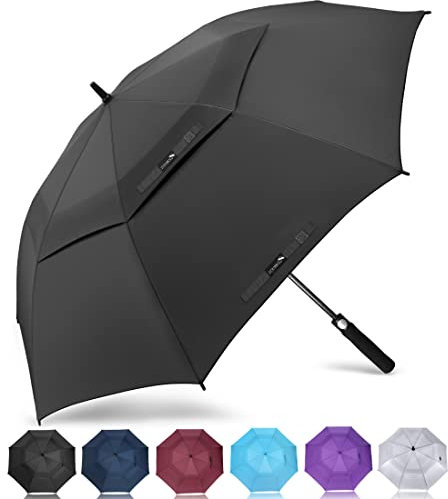 ZOMAKE Regenschirm Groß Sturmfest XXL,Großer Golf Regenschirm Sturmfest Stabil,Grosser GolfSchirm für Herren Damen 2 Personen(Schwarz)