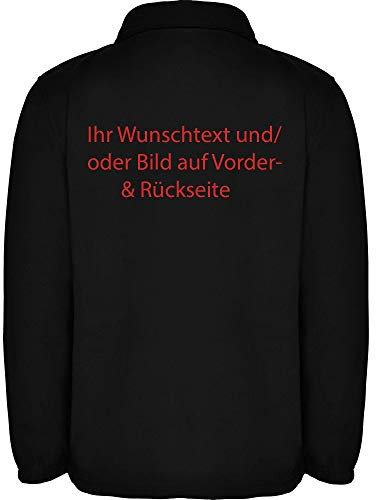Personalisierte Herren Fleecejacke mit Logo & Text – Arbeitsjacke mit Druck vorne & hinten – robuste warme Fleece Jacke für Arbeit & Freizeit - L34 - XL - Schwarz