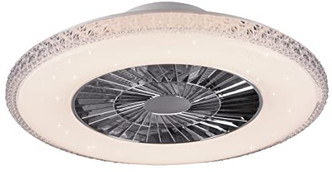 Reality Leuchten LED Deckenleuchten-Ventilator Harstad R62412106, Kunststoff Chrom/Weiß matt, inkl. 40 Watt LED, Ventilator 40 Watt
