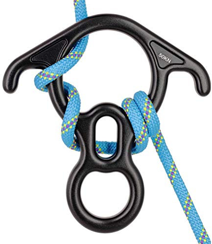 J-ouuo 30KN Rettungsfigur 8 Descender groß gebogenes Ohr Belay und Abseilgerät Klettergerät Bergklettern Peak