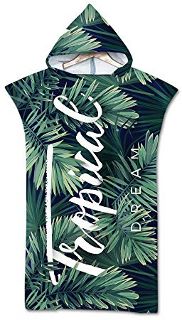 Surwin Badeponcho Strandtuch Herren Damen Surfen Wechseln Handtuch Poncho Mit Kapuze kompakt und sehr leicht Robe Bademantel Surfponcho für Strand Schwimmen Schnorchel
