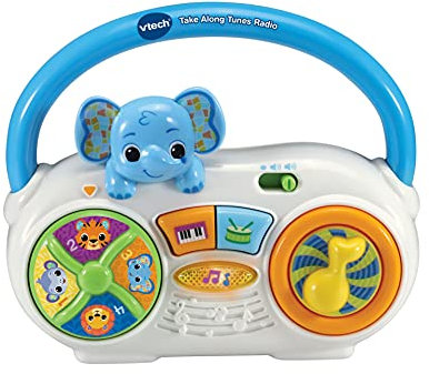 VTech Take Along Tunes Radio, Portable Musical Toy for Baby Girls & Boys, Interactive Toy with Lights and Sounds, Retro Toy with Animals and Numbers, Ages 6 Months +, English Version