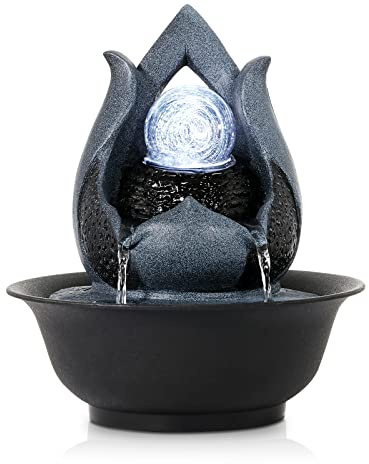WICHEMI Tabletop Fountain Warer Fountains Indoor Waterfall Fountain Indoor Relaxing Water Feature Meditation Fountains with LED Light for Home Office Bedroom Decor (Style 12)