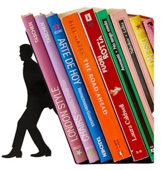 Balvi Fermalibri Too Many Colore nero Supporto da scaffale per libri a forma di assistente Divertente