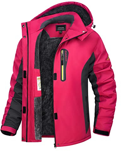 TACVASEN Chaqueta Softshell Mujer Chaquetas de Invierno Impermeables de Trabajo Chaquetas de Senderismo Abrigos de Lana Chaqueta de Esquí Rosa