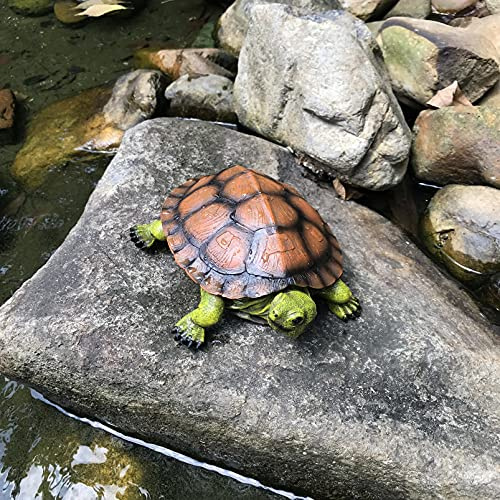 ACBUFYI Turtle Tortoise Sculptures, Garden Patio Lawn Yard Art Resin Decorations Outdoor Garden Decor, 8.6 inches Turtle Yard Decorations Outdoor, Full Color 1