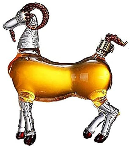 decantador de whisky Botella de whisky de oveja animal reutilizable Botellas de vidrio de cabra Garrafas, hogar Cocina Soplado a mano 1000ML Copas de vino transparentes Decantadores de licor