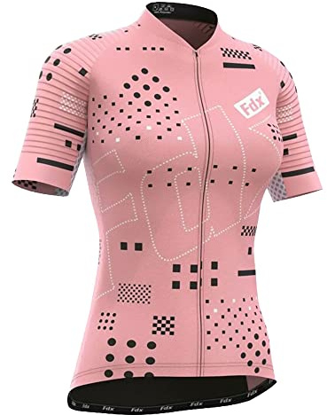 FDX All Day Women's Cycling Jersey Breathable Short Sleeve Top Tea Pink, M