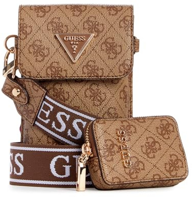 GUESS Damen Latona Flap Chit Chat Handy, Crossbody, Latte-Logo