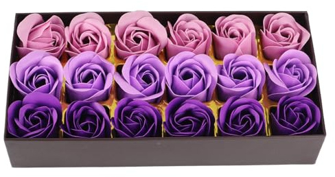Rosenseife mit Farbverlauf, Dekorationsbox, Romantische Seifenblume, Lila, Violett, Feiertagsblumen-Seifenblume, Seife, Rosenblütenornament, Rosenförmige Seifendüfte