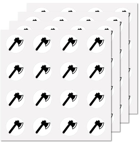 CREATCABIN 128Pcs Hatchet Stickers Tool Helmet Sticker Axe Decal Self-Adhesive Waterproof Sticker Round Award Decals Bulk Stickers for Scrapbook Water Bottles Laptop Luggage Cup Skateboard 2.5cm