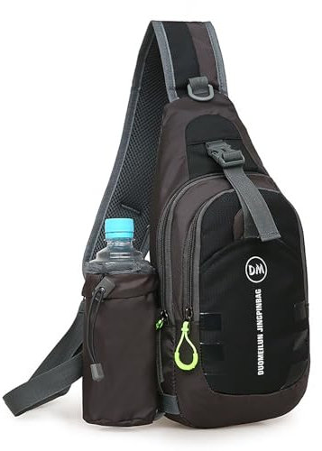 Imwell Unisex Sling Bag Crossbody Backpack Schulterrucksack mit verstellbarem Schultergurt Perfekt für Outdoorsport Wandern Radfahren Bergsteigen Reisen (Schwarz)
