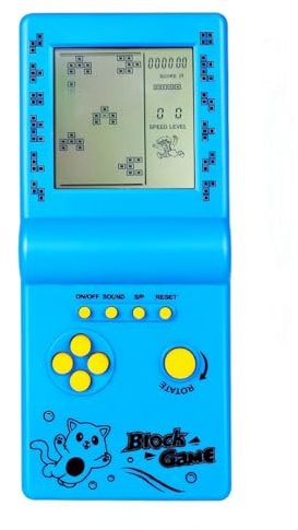 TAQY Retro Spielkonsole blockieren 26 Spiele Tragbare tragbare Konsole Brick-Spiel/Rennen/Panzerschlacht Puzzlespiel Elektronisches Spielzeug Kinder/Freunde (Blue)