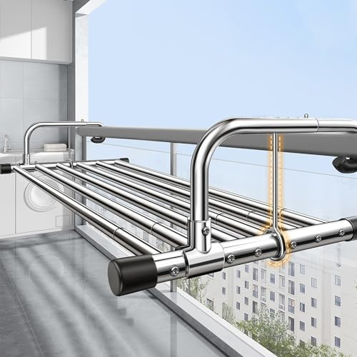 Stendino Da Termosifone, Stendibiancheria Da Balcone, Stendibiancheria Estensibile, Stendino In Acciaio Inossidabile,Per Finestre Di Sicurezza, Ringhiere, Radiatori, Hanging Drying Rack(86-158cm)