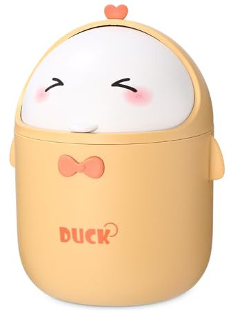 Huifoo Mini cubo de basura de mesa con tapa, lindo cubo de basura de mesa de dibujos animados, lindo cubo de basura pequeño, decoración kawaii, caja de almacenamiento, para oficina, habitación de los
