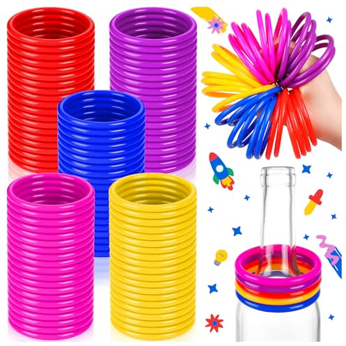 100 PCS Ring Toss Rings, 2.5 Inch Plastic 5 Color Rings for Ring Toss Game Supplies, Kids Ring Toss Game Carnival Rings, Fun Target Game Ring for Children Adult Party Favor