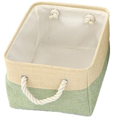 Anevous 1 Stück Aufbewahrungsbox 41x32x20cm,Faltbare Aufbewahrungskorb Stoff Ablagekörbe mit Baumwolle Seil,Stoffboxen Aufbewahrung für Spielzeug,Regale,Kleidung,Kleiderschrank,Grün