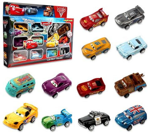 Set di Giocattoli Cars - Mini Macchinine per Bambini, Veicolo dei Cartoni Animati, Decorazione per Torta - Adatto a Bambini di età Superiore a 3 Anni