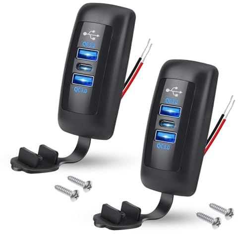 Linkstyle USB Auto Ladebuchse Dual QC3.0 USB A & PD3.0 Typ C Ladebuchse Panel für 12V/24V Marine LKW, 2 Stück
