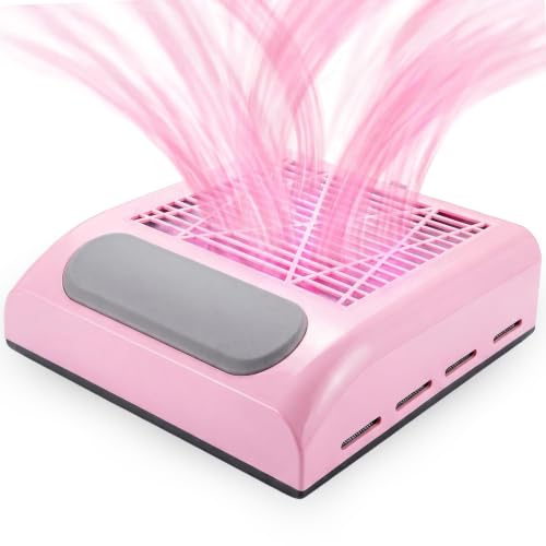 Retoo Nagelstaubabsauger Professioneller 80W Nagel Staubsauger, Nagelstudio & Zuhause Leistungsstarker Nagelsauger für Maniküre Salon Nageldesign Geschwindigkeit 4500rpm Rosa