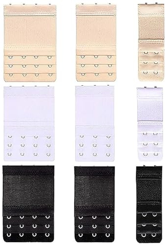 Bra Extenders, Bra Strap Extender Set Bra Extenders 3 hooks 3 Rows x2 Hooks/3 Hooks/4 Hook White, Black, Skin Colour-9 Packs