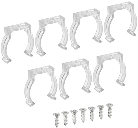 TOP-VIGOR 10Pcs T12 U Clips Holder Bracket Fluorescent Tube Light Fixture Plastic Pipe Clamps with Screws for LED Bulbs Ceiling Lamp to Prevent Sagging, Clear
