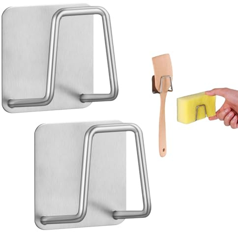 Yingjie 2 Pieces Stainless Steel Sponge Holder, Waterproof, Quick Drying, Rustproof, Sink Caddy, Kitchen & Bathroom Storage