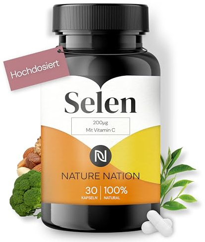 Selen - Hochdosiert & vegan: 200µg pro Kapsel, mit Acerola & Vitamin C - Natriumselenit, ohne Zusatzstoffe - Laborgeprüft - Schilddrüse (1 x 30 Kapseln: Vorrat für 1 Monat, Geschmacklos)