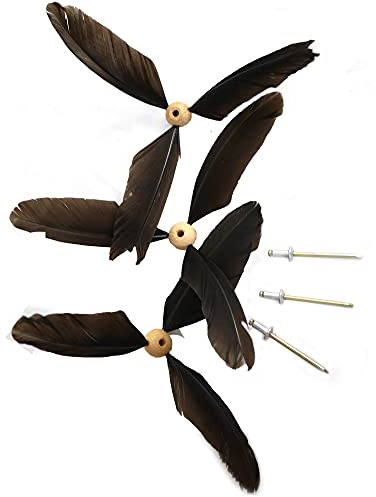 TOKOINDAH Lot de 3 hélices à ressort pour carillon éolien - Diamètre : 15 cm - Avec perle en bois et tiges en acier - Plumes de rechange pour carillons éoliens mouettes - Décoration de jardin