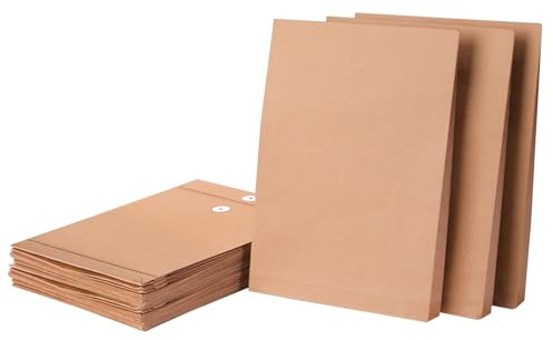 25 Stück A4 Briefumschläge Versandtaschen Große Umschläge Kraftpapier Briefkuvert für Unternehmen, Büro, Dokumenten Dateispeicherung 34x24x3 cm