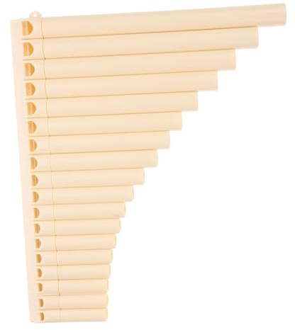 UPKOCH Flauto di Pan in Do 18 Tubicini in Resina Beige, Strumento Musicale per Principianti e Studenti, Flauto di Pan Portatile per Apprendimento e Performance Scolastica