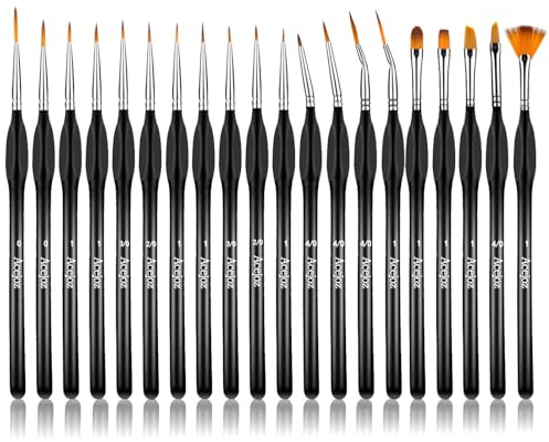 20 Pinselset Malen,Premium Malen Nach Zahlen Pinsel,Feine Detail Pinsel Set | Feine Pinsel, Miniatur Modellbau Pinsels, Pinselset Acrylfarben Für Acryl, Aquarell, Miniaturen, Modell