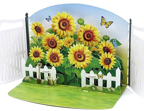 CUTPOPUP Sonnenblumengarten Geburtstagskarte Frau, Muttertagskarte Pop-Up, Karte Muttertag, Pop Up Karte Blumen für Sie Ihn Ehefrau Ehemann Familie Sohn Mama (Sunflowers Garden) US8-FL194.DE