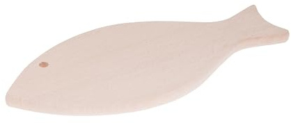 Wooden World – Planche à découper en forme de poisson en bois de hêtre brut – pour cuisine, service, décopatch et DIY
