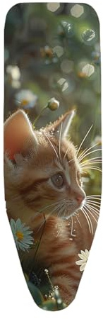 Copriasse da Stiro Fiore Di Gatto Marrone Fodera Copri Ferro da Stiro Riflettente al Calore per Stiratura Rapida Mollettone Copertura Copri Asse da Stiro Universale Montaggio Facile 120x40cm