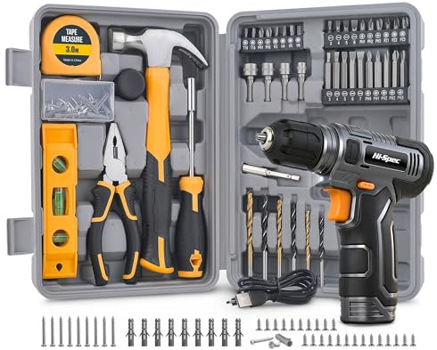 Hi-Spec Maletín de Herramientas con Atornillador 8V USB para Casa, Gris