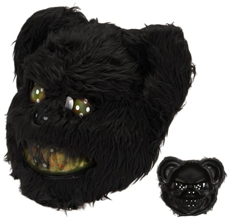 Gruselige Hasenmaske für Halloween – Gruselige Plüsch-Hasen-Gesichtsbedeckung mit gelb-grünen Augen, langem Haar und elastischem Band | Horror-Kostüm-Maske für Party, Ostern, Cosplay, Ostern