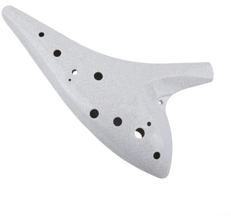 Ocarina de 12 agujeros en resina, tono alto A C, paquete completo para músicos y estudiantes (blanco)