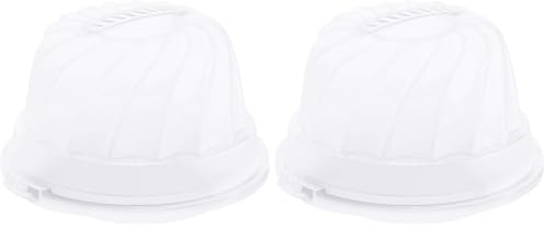 Rotho Fresh Conteneur à gâteaux pour Gugelhupf avec capot et poignée de transport, Plastique (PP) sans BPA, blanc/transparent, (30.5 x 28.5 x 17.5 cm) (Lot de 2)
