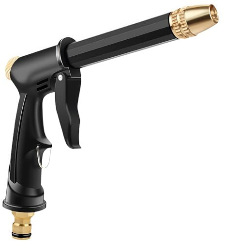 Multi-Jet Spray Gun 4 Pattern Hose Pipe Spray Gun with Full Brass Nozzle High Pressure Hose Nozzle Locking Function for Car & Pet Washing, Plants Watering, Lawn and Garden Cleaning