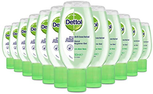 Dettol Antibacterial Hand Sanitiser, Aloe Vera (Pack of 12 x 50ml)