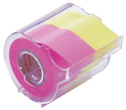 Yamato Memoc Roll Tape, Self-Stick Memo Paper Tape, with Tape Dispenser, 25mm x 10m, 2-Color Set, Rose & Lemon, 1 ea. (NORK-25CH-6A)