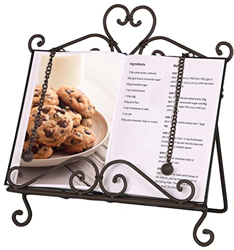 Cast Iron Cookbook Stand Love Heart Recipe Book Holder Stand | Cookbook Stand, Kitchen Worktop, Book Storage, Page Weights, Folding, Cast Iron, Scrolled Design, Recycled Metal