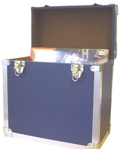 Steepletone - Caja de DJ para LPs y discos de vinilo, 30 x 30 x 20 cm, color azul