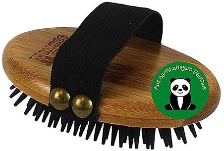 BAMBOO GROOM Curry Brush I Striegel mit weichen Gumminobben I Hundebürste für jedes Fell I Bürsten zur Fellpflege aus Bambus I Fellbürste zur Fellreinigung I Bürste für Katze & Hund